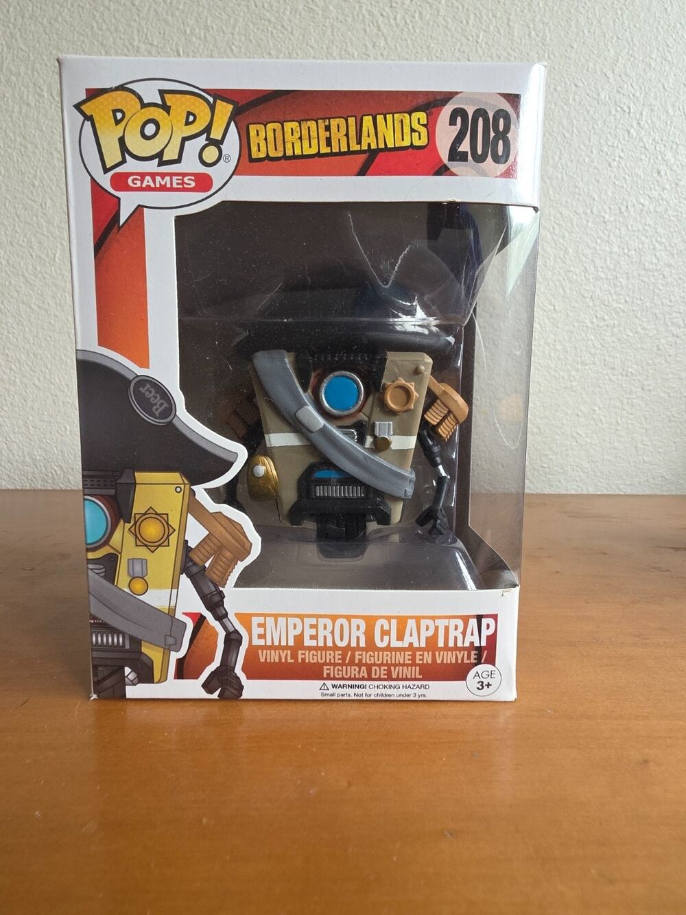 Funko Pop! Borderlands Emperor Claptrap Vinyl Figure Boxed #208 w/ protector box